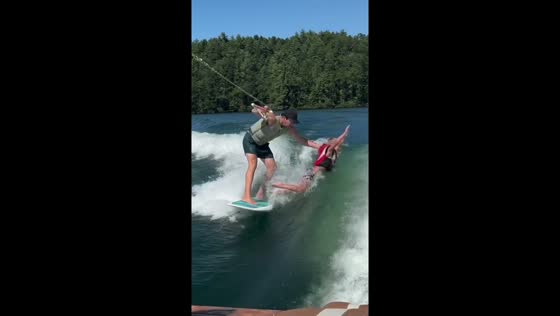 Man catches boy during wakesurfing slip in North Carolina, USA