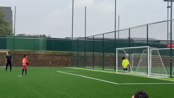 Boy’s penalty kick bounces off goal frame onto goalkeeper before scoring in Sichuan, China