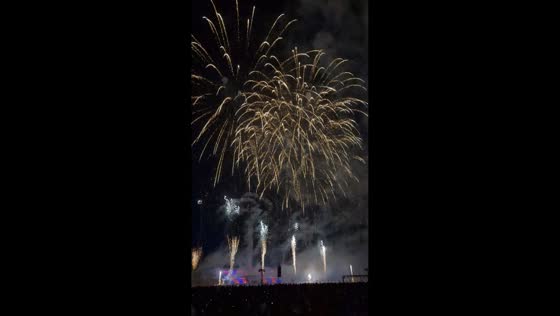 Pyronale fireworks illuminate night sky in Berlin, Germany