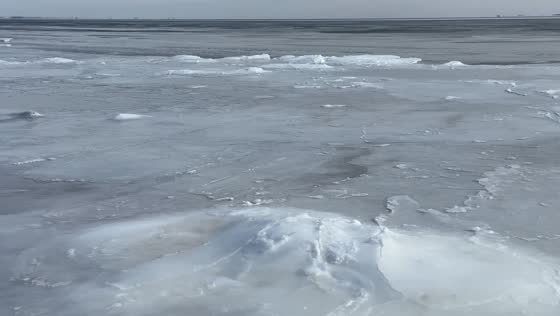 Chesapeake Bay freezes over during Arctic cold spell in Maryland, USA