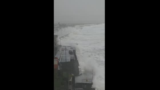 Storm Agnes brings high waves and threat of flooding to Tramore, County Waterford, Ireland