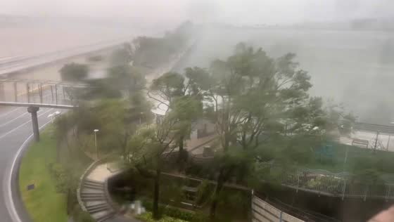 Severe impact of Typhoon Ragasa in Macau Peninsula