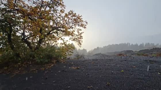Small hail falls during Storm Emilia in Arafo, Canary Islands, Spain