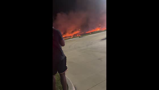 Grass fire caused by fireworks misfire in USA