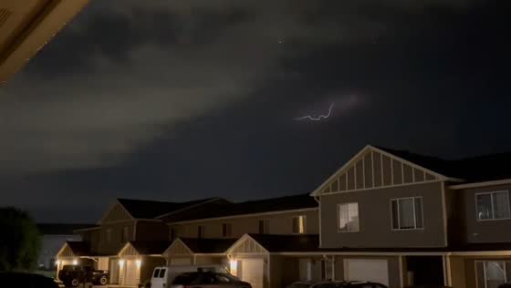 Lightning flashes light up the night sky in Sioux Falls, South Dakota