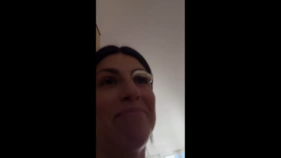 Girl spills cream while using hand mixer in Kemerovo, Russia