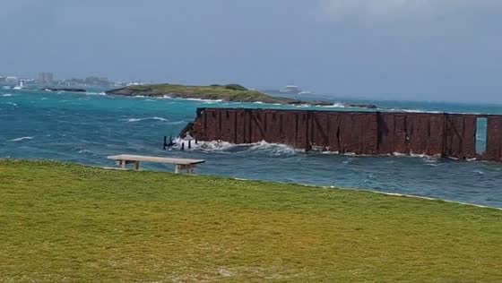 Hurricane Imelda batters Boat Club with strong winds and waves in Pembroke, Bermuda
