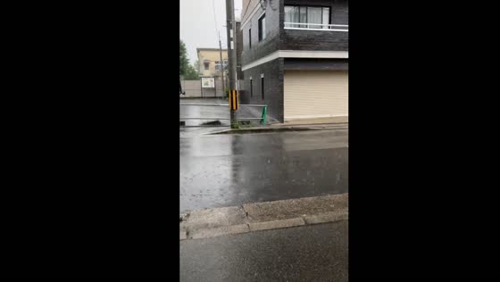 Heavy rainfall in Sakyo Ward, Kyoto, Japan as typhoon Shanshan approaches