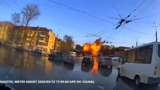Smoke rising after missile strike on microelectronics plant in Bryansk, Russia
