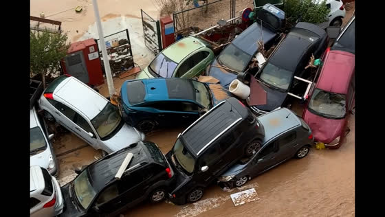 Flooding in Catarroja causes significant street damage