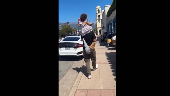 Strolling Ojai: a playful scene of parenthood and pup