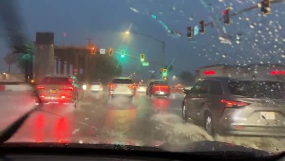 Heavy rain hits as first major storm of the season moves inland in San Jose, California, USA