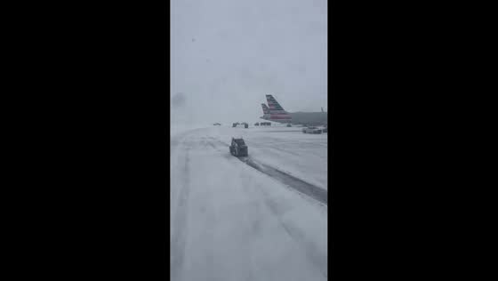 Severe snowstorm disrupts flights at CLT in in Charlotte, North Carolina, USA