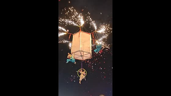 Spectacular aerial fire performance in Fujian, China