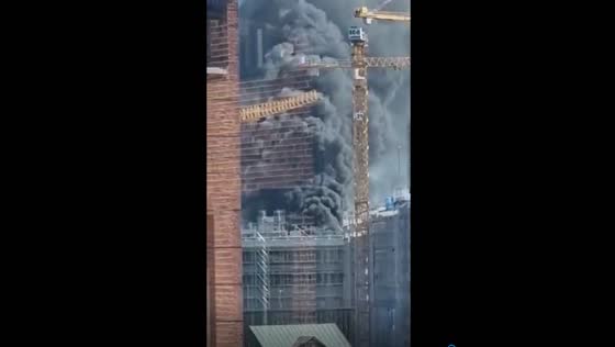 Multiple explosions and fire rock construction site in Hamburg, Germany