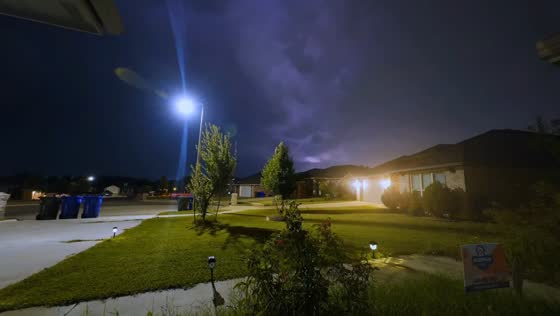 Timelapse of lightning and passing rain in Oklahoma, USA