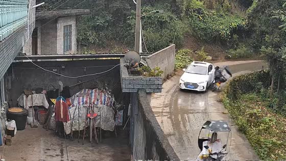 Motorcycle collision with car in Zhejiang province, China