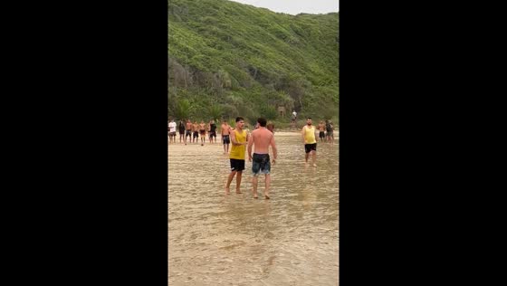 Beach football clash: Argentine and Brazilian players tangle in intense match