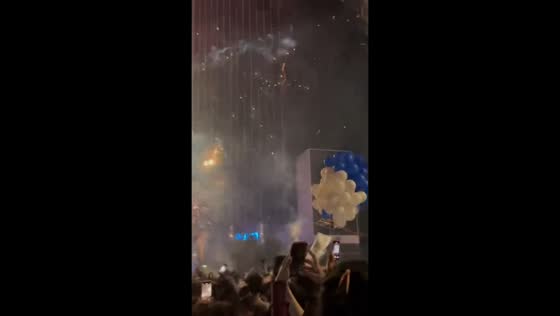 Helium balloons catch fire during New Year celebration in South Jakarta, Indonesia