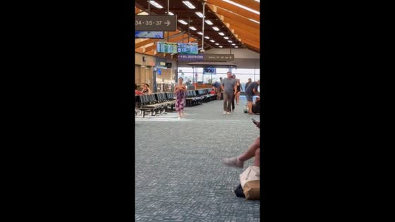Emergency announcements amid tsunami warning at Kahului Airport, Hawaii