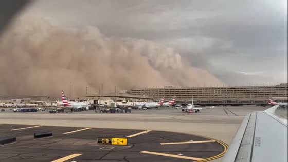 Haboob forming captured from an airplane in Phoenix, Arizona, USA