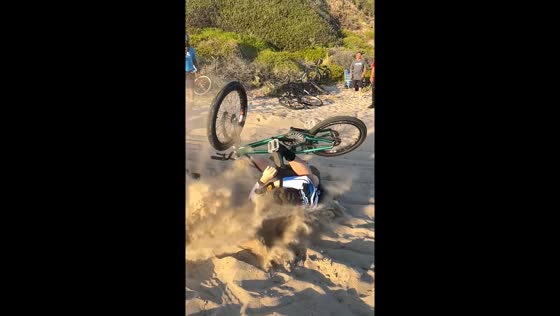 Biker falls at Cristal Cove Beach while avoiding collision