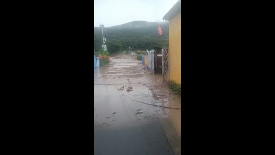 Flash flood turns road into muddy river in Jilin, China