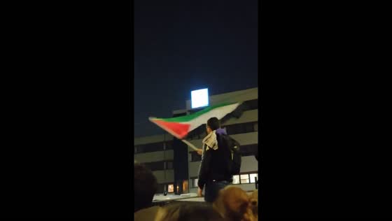 Pro-Palestinian protesters outside RAI office in Bologna