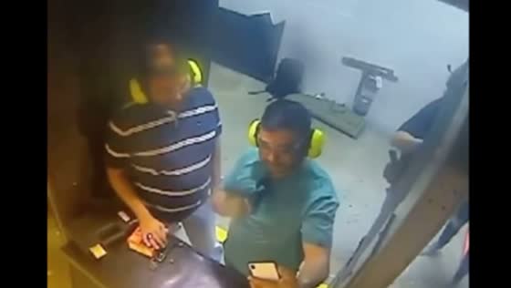 Irresponsible behavior of a man in a shooting range or a very dangerous selfie!
