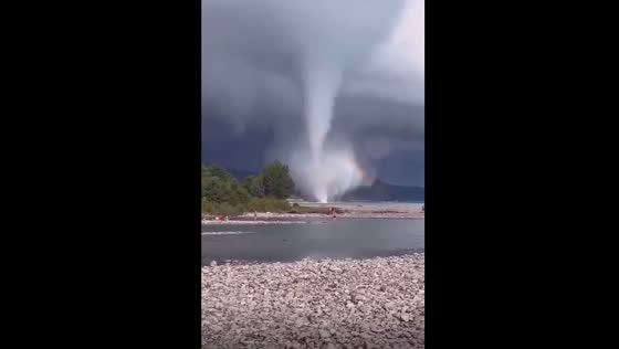Rare phenomenon: tornado with rainbow wows residents in Tuapse, Russia