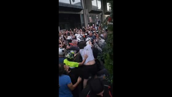 Police confront students during university blockade in Novi Sad, Serbia