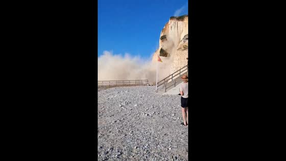 Cliff collapse at Les Petites-Dalles in Normandy, France