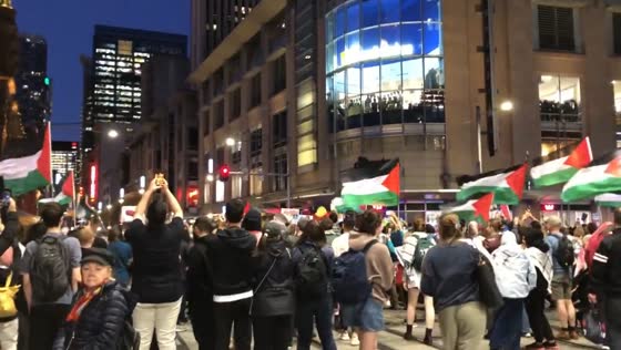 Pro-Palestinian rally at Sydney Town Hall supports Sumud Flotilla in Sydney, Australia