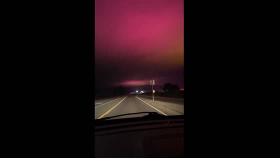 Enchanting aurora over Leamington, Canada, shines through clouds