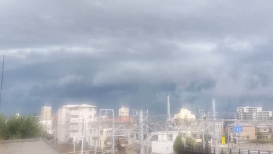 Stormy sky in Akashi as typhoon Shanshan approaches Kyushu
