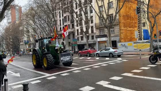 Farmers drive tractors through Madrid streets during large protest in Spain