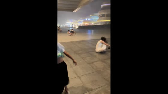Strong winds sweep people off their feet during storm in Guangdong, China