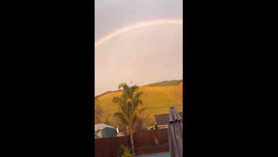 Captivating rainbow graces Niles Canyon Neighborhood in Fremont, California
