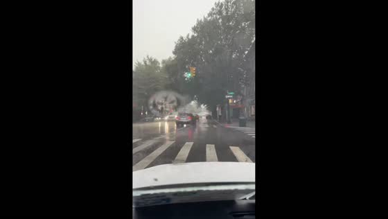 Severe storm time lapse with wind gusts and passing traffic in Bay Ridge, New York, USA