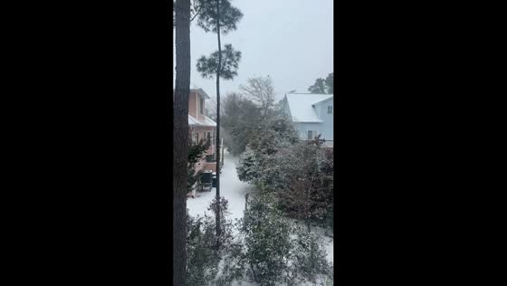 Snow blankets Emerald Isle beach during rare nor’easter in North Carolina, USA