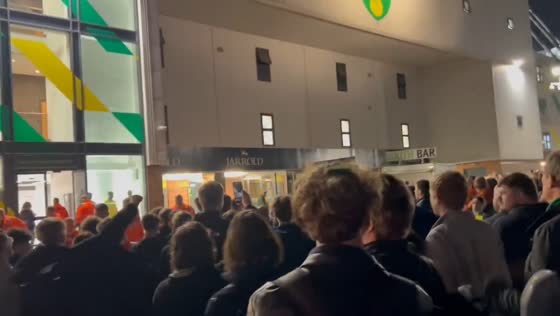 Furious fans protest outside Carrow Road after defeat in Leicester City in Norwich, United Kingdom
