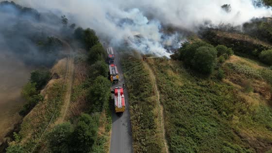 Grass fire spreads across Park Hall Country Park in Stoke-on-Trent, UK