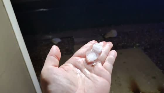 Powerful hailstorm with lightning and strong winds in Kansas, USA