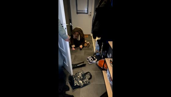 Drunk man struggles to stand and walk in Jessheim, Norway
