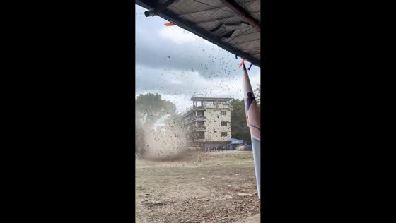 Strong rotating winds sweep through school grounds in Bohol, Philippines