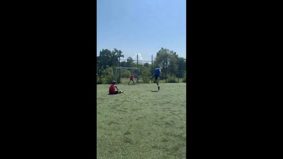 Goalkeeper takes two hard hits while making saves in Morshyn, Ukraine