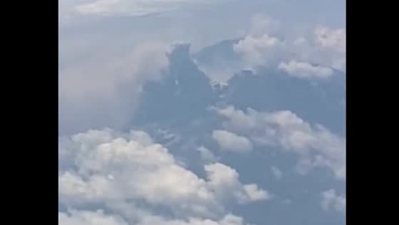 Merapi Volcano Erupts: A Bird's Eye View from Lion Air Flight Bali-Jogja