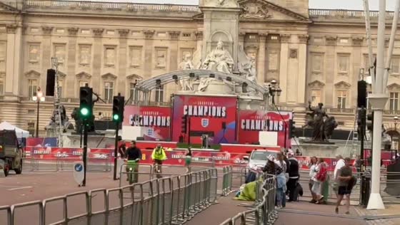 Streets decorated for Lioness celebration at Buckingham Palace in London, UK