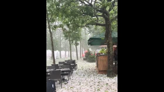 Severe hailstorm hits Champ de Mars in Paris, France