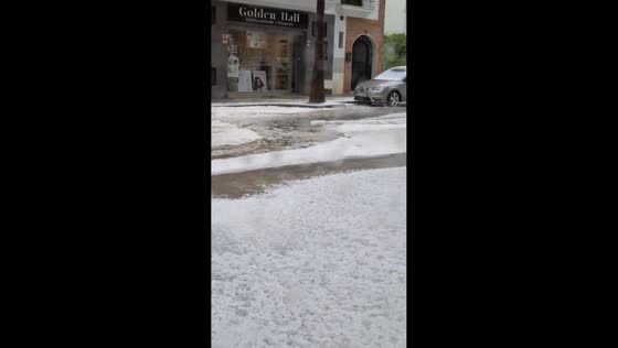 Intense hailstorm floods streets in Andalusia, Spain